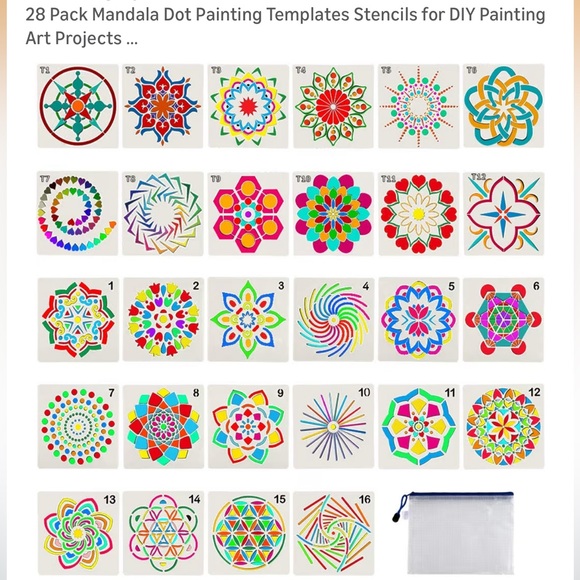 Augshy Other - Mandala 28 Templates Pack-Dot Painting Templates Stencils for DIY Art Projects